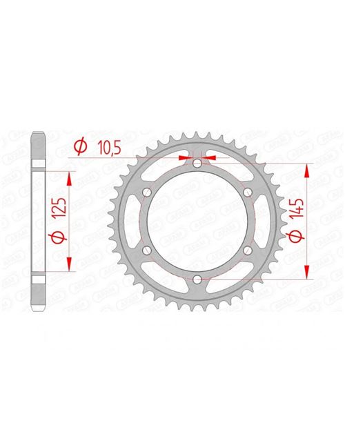 Couronne AFAM 42 dents acier standard pas 525 type 12603