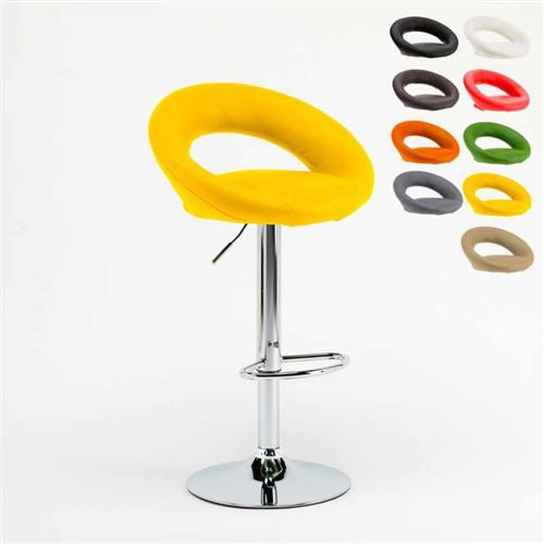 Superstool - Tabouret haut bar cuisine fixe pivotant réglable en hauteur avec repose-pieds Chicago, Couleur: Jaune