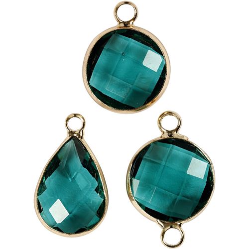 Creotime pendentifs bijoux 15 - 20 mm ronds 6 pièces vert