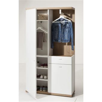 Armoire Penderie Armoire A Chaussures Blanc Lucide Et Chene Achat Prix Fnac