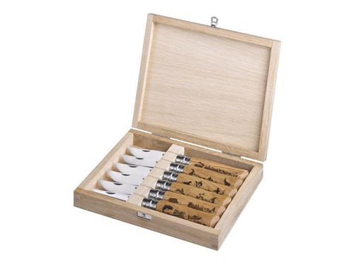 Coutellerie, couteaux pliants - opinel - 92342 - coffret 6 opinel animalia 3 n.8 vri chene