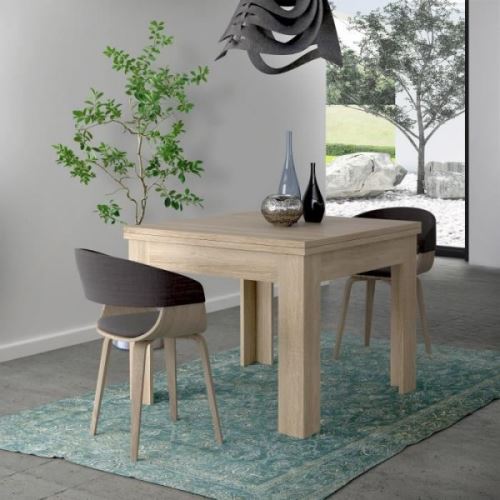 FINLANDEK Table a manger extensible NUORI 6 a 8 personnes style contemporain decor chene clair - L 96-190 x l 95 cm
