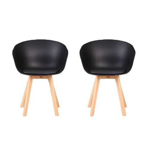Set De 2 Chaises Aries Contemporain Noir, Naturel Clair - Pour le Bureau, Cuisine, Séjour