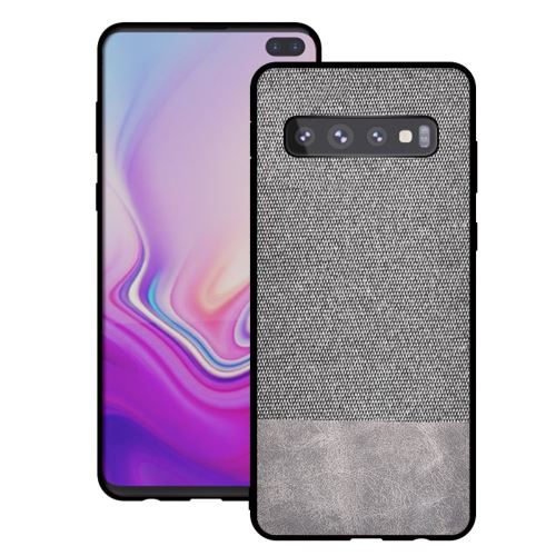 Coque en TPU épissure de tissu coton gris clair pour votre Samsung Galaxy S10
