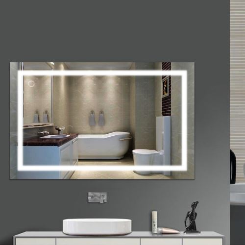 100*60cm miroir salle de bains avec eclairage, 24W ensemble miroir mural lumineux