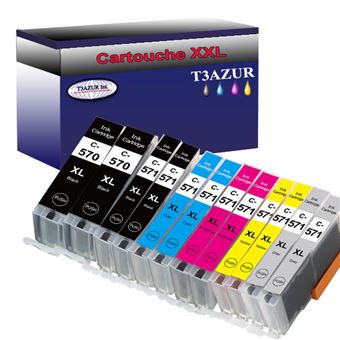 Cartouche d'encre T3AZUR 5 Cartouches compatibles avec Canon PGI-570, CLI- 571 XL pour Canon Pixma TS8050, TS8051, TS8052, TS8053, TS9050, TS9055