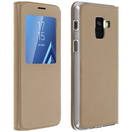 Etui en PU or la fenêtre d'affichage pour Samsung Galaxy A8 (2018)