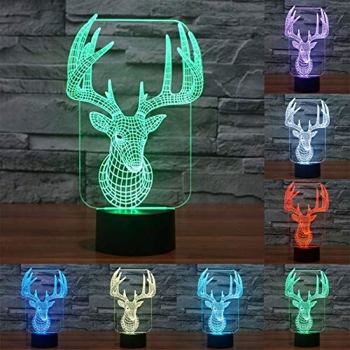 Lampe 3D Cerf Lumière LED Maison 7 Couleurs Tactile USB - YONIS