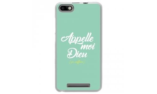 Coque souple pour Wiko Lenny 3 avec impression Motifs Appelle moi Dieu turquoise