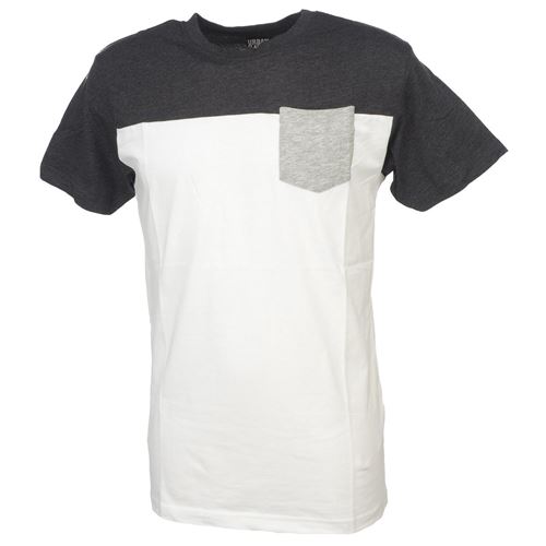 Tee shirt manches courtes Urban classics 3-tone pocket wht/ant/grs Blanc taille : M réf : 13068