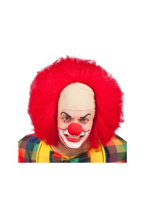 Perruque Clown Avec Crâne Et Cheveux Rouge - Rouge