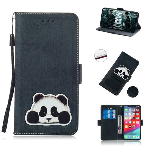 Etui en PU Impression de motifs vintage bleu foncé pour votre Apple iPhone XS Max 6.5 pouces
