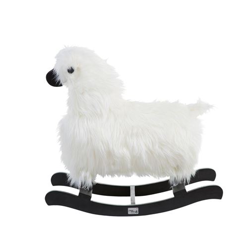 Mouton à Bascule Blanc et Teck Noir
