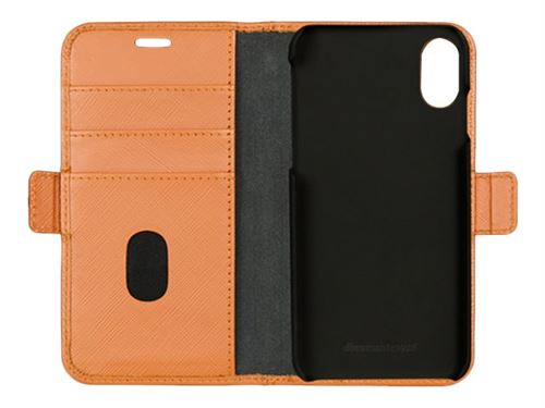 dbramante1928 New York - Étui à rabat pour téléphone portable - cuir Saffiano - terre de Sienne calcinée