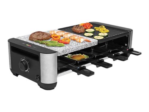 Princesse 162620 Raclette Premium Grill + Stone en acier inoxydable 1400W / noir