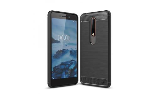 Coque pour Nokia-6.1 noire aspect carbone