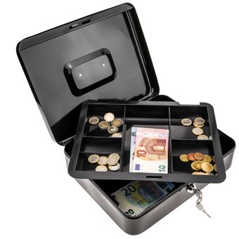 Caisse à Monnaie en acier avec 2 clés de sécurité et poignée, Caisses,  pièces et billets