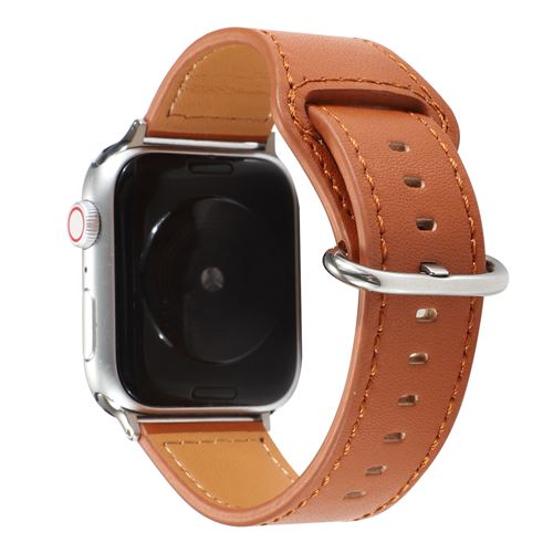 Bracelet de montre en cuir simple pour Apple Watch Series 6/ SE/ 5/ 4 44mm - Marron