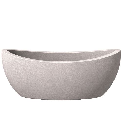 Jardinière de balcon en plastique rotomoulé globe taupe, résistant aux UV et gel, 58 cm x H 23 cm