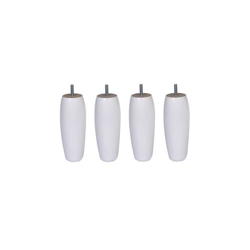 Sedac Jeu De 4 Pieds Pour Sommier En Bois Hetre Massif - Laque Blanc - H 17 Cm