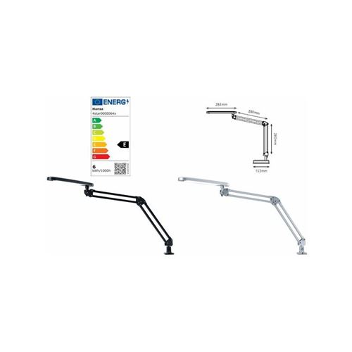 Hansa Lampe De Bureau Led 4 Stars, Avec Pince, Argent