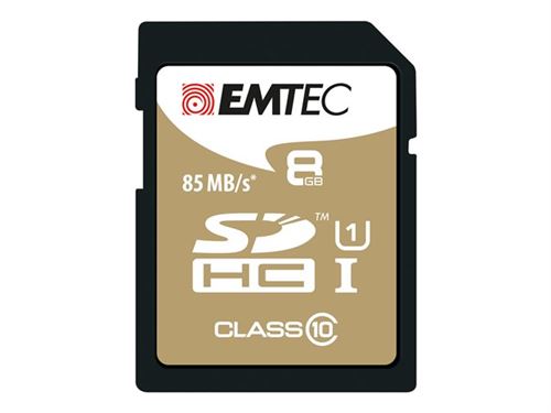 EMTEC Gold+ - Carte mémoire flash - 8 Go - Class 10 - SDHC - or