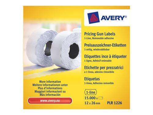 Avery Zweckform - Papier - adhésif amovible - blanc - 12 x 26 mm 15000 étiquette(s) (10 rouleau(x) x 1500) Étiquettes de prix