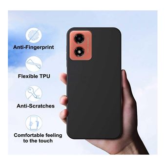 UPLAI Coque Pour Motorola Moto G24 4G/Moto G04 4G, Très Mince Antichoc Armure Silicone Housse Avec Glisser Caméra Cover Et Magnétique Anneau Support, PC TPU Durable Étui.Noir