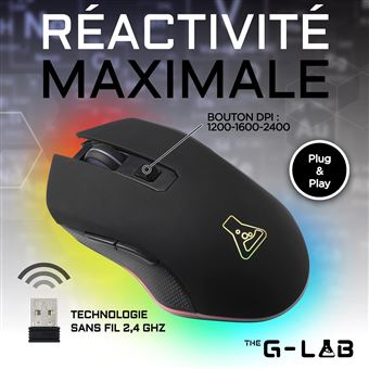 Souris Gaming G-Lab 6 Boutons Dpi Réglable Kult Helium