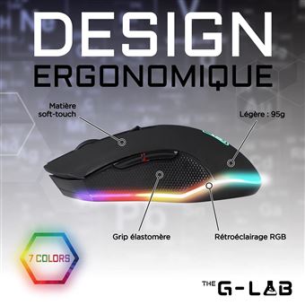 Souris Gaming G-Lab 6 Boutons Dpi Réglable Kult Helium