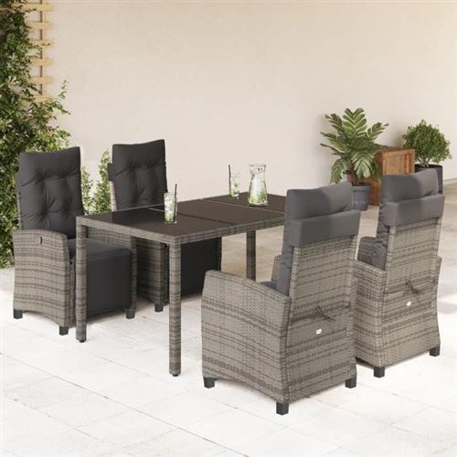 VIDAXL - Salon de Jardin - 5 pièces - Table et Chaises avec Dossier Réglable - Image 2