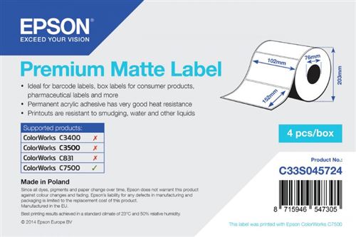 Epson Premium Matte 102mm x 152mm, 800
