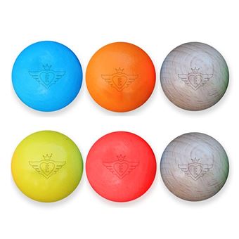 Engelhart Lot De 6 Cochonnets En Bois Gravés – 30 Mm, 10 G – 4 Couleurs + 2 Naturel – Pour Pétanque, Normes Concours, Dès 6 Ans
