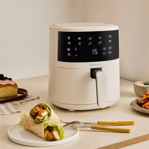 AIR FRYER EASY - Friteuse &agrave; air 4,5 L - Blanc cass&eacute;