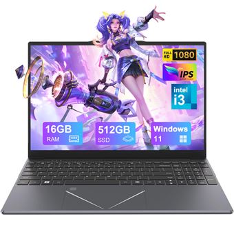 PC portable-15.6",Intel I3,16Go RAM DDR4 512Go SSD,Windows 11PRO,WiFi5,HDMI，Ordinateur Portable - 1