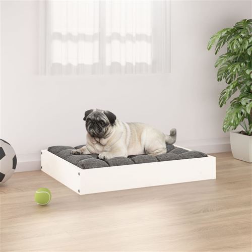 Comparer les prix de vidaXL Lit pour chien Blanc 61,5x49x9 cm Bois de pin solide