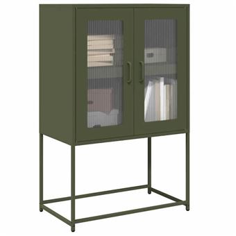 vidaXL Buffet haut vert olive 68x39x107 cm acier, armoire, armoire de rangement, buffet haut, armoire latérale, armoire 853378 - 1