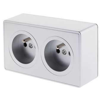 Prise Murale 16A Avec 2 Ports USB - Blanc/Gris - Zenitech Bolea - Charge Rapide Et Design Moderne - 2