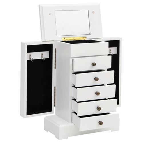 vidaXL Boîte à bijoux avec miroir MDF 25 x 13,5 x 34 cm