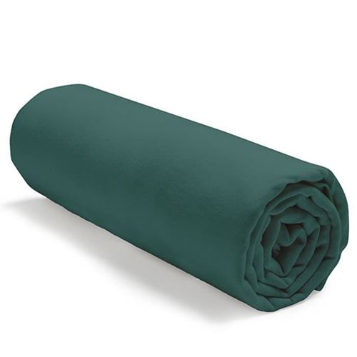 TODAY Drap housse jersey 100% coton - 140x190 cm - Vert émeraude