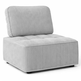 Module de canapé et fauteuil ALFIE en velours côtelé gris clair - 1