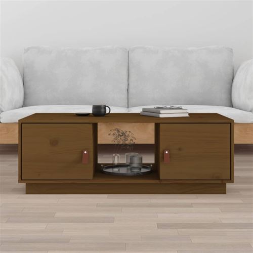 Non Communiqué Marron Table Basse Miel 100X50x35 Cm Bois Massif De Pin