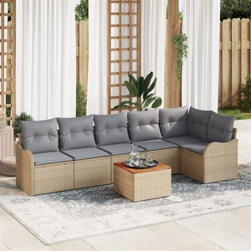 Vidaxl Beige/Gris/Clair Ensemble De Canapé De Jardin 7 Pc Et Polyrotin - Image 2