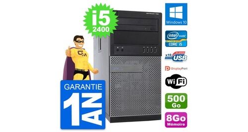 Pc tour dell optiplex 790 mt intel i5-2400 ram 8go disque 500go windows 10 wifi