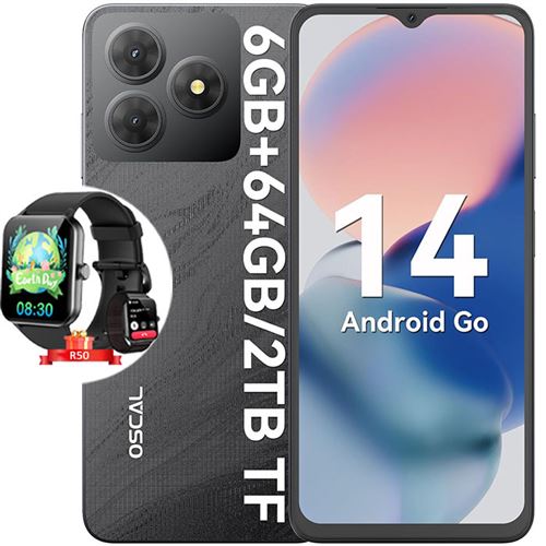 Téléphone Portable Oscal FLAT 2C 6,56 6Go+64Go 5000mAh Dual SIM Noir avec Smartwatch Blackview R50