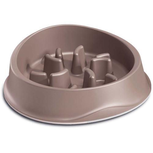 Zolux - Ecuelle antidérapante Slow feeder 1 litre taupe