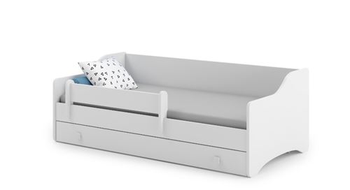 Non Communiqué Gris Lit Enfant Eryk Blanc + Tiroir De Rangement 160 Avec Matelas