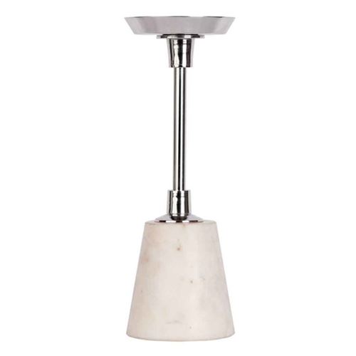 Non Communiqué Blanc Bougeoir Design En Marbre "Fayya" 30Cm & Argent