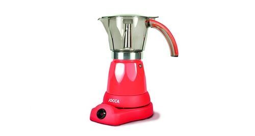 Cafetera italiana Jocca con base eléctrica que permite girar la cafetera 360º, sistema que mantiene el café siempre caliente con protección contra el sobrecalentamiento, diseño compacto,  jarra