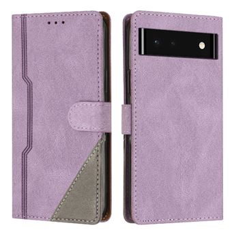 Coque Google Pixel 6A Cuir PU Etui Portfolio Carte Support Magnétique Slim-Violet - 1
